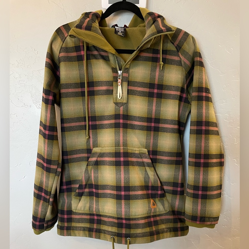 Burton Plaid Pull-over Jacket - Green and Pink